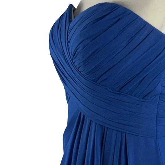 NWT Bill Levkoff 732 Chiffon Strapless Formal Maxi Dress Gown in Blue Size 10 - Picture 9 of 12